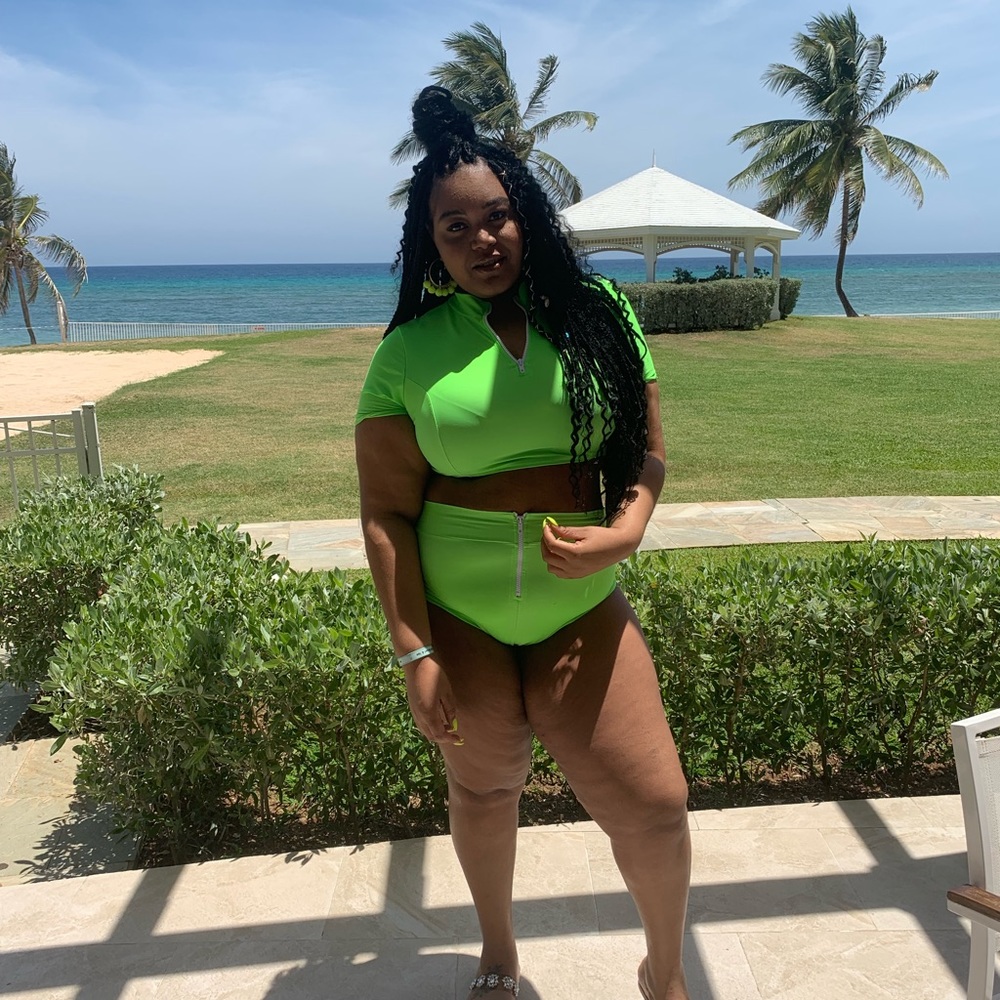 Neon plus size two piece swimsuit